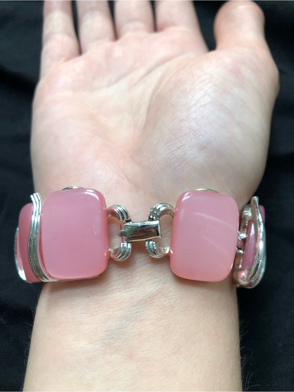 Pink Thermoset Lisner Link Bracelet 50s-60s VINTAGE - Picture 4 of 5